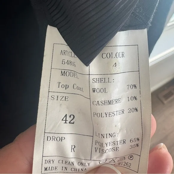 MANTONI TOP COAT CHARCOAL BLACK WOOL/CASHMERE